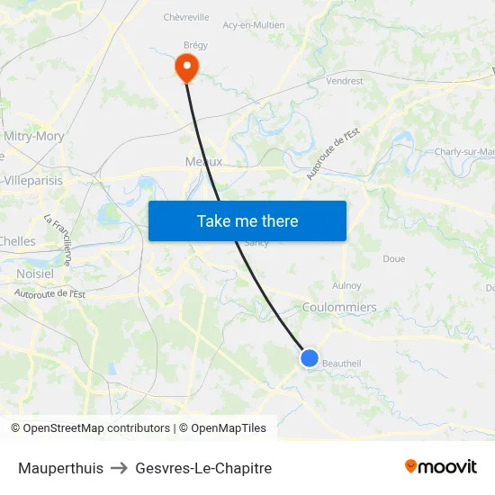 Mauperthuis to Gesvres-Le-Chapitre map