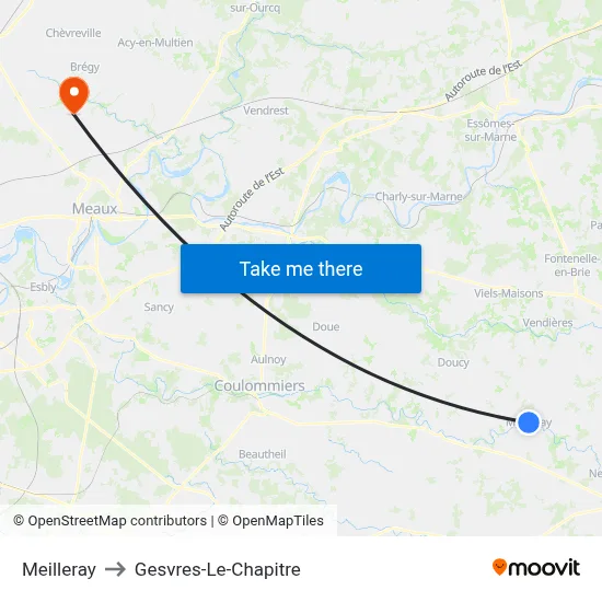 Meilleray to Gesvres-Le-Chapitre map