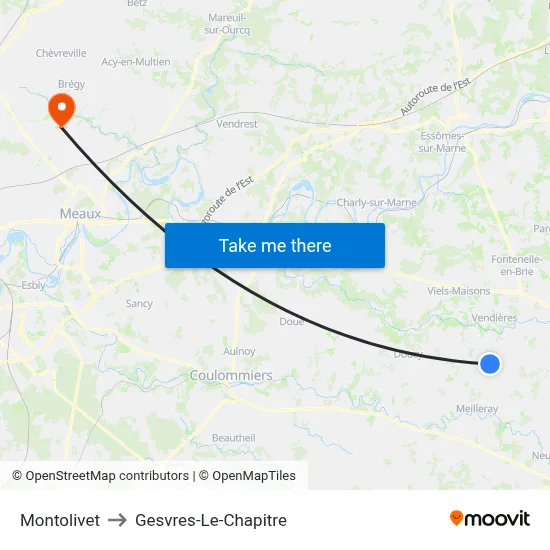 Montolivet to Gesvres-Le-Chapitre map