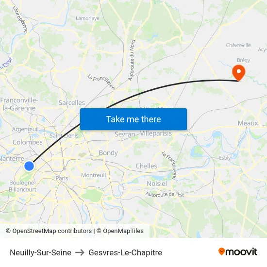 Neuilly-Sur-Seine to Gesvres-Le-Chapitre map