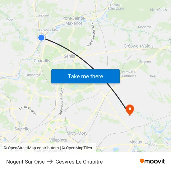 Nogent-Sur-Oise to Gesvres-Le-Chapitre map