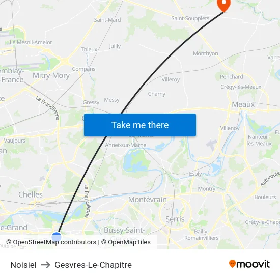 Noisiel to Gesvres-Le-Chapitre map