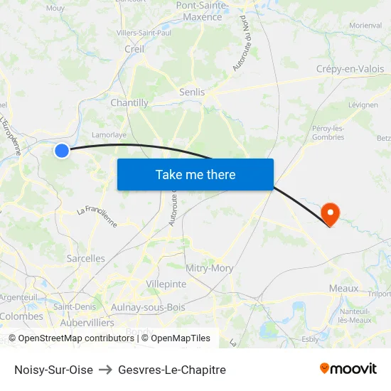 Noisy-Sur-Oise to Gesvres-Le-Chapitre map