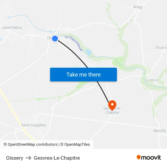 Oissery to Gesvres-Le-Chapitre map