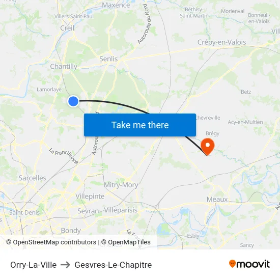 Orry-La-Ville to Gesvres-Le-Chapitre map