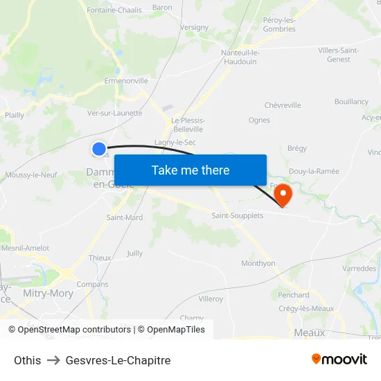 Othis to Gesvres-Le-Chapitre map