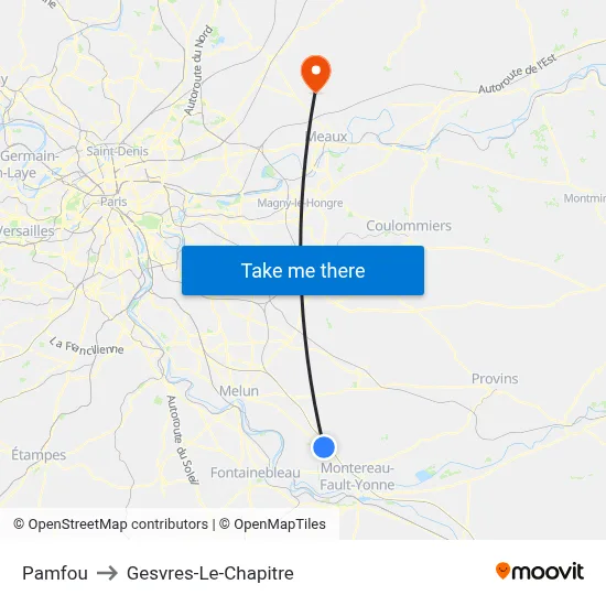 Pamfou to Gesvres-Le-Chapitre map