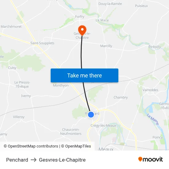 Penchard to Gesvres-Le-Chapitre map