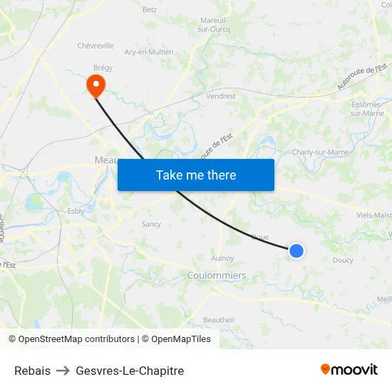 Rebais to Gesvres-Le-Chapitre map