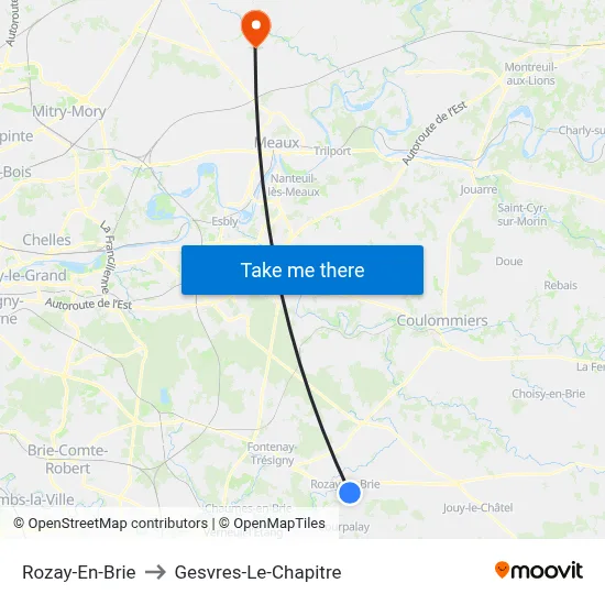Rozay-En-Brie to Gesvres-Le-Chapitre map