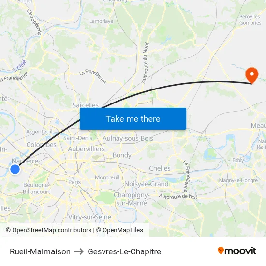 Rueil-Malmaison to Gesvres-Le-Chapitre map