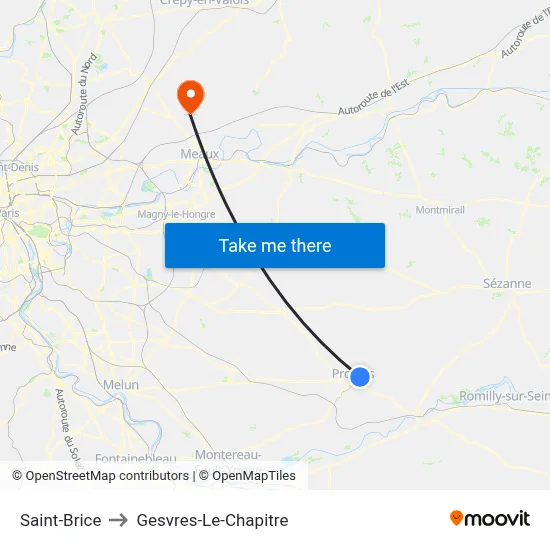 Saint-Brice to Gesvres-Le-Chapitre map