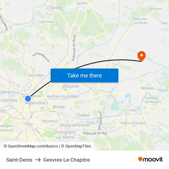Saint-Denis to Gesvres-Le-Chapitre map