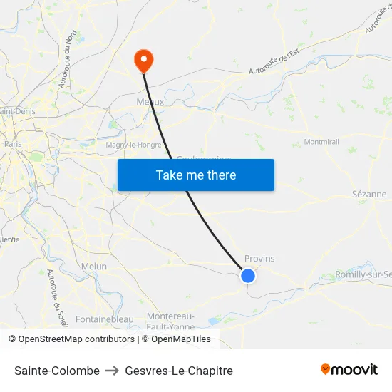 Sainte-Colombe to Gesvres-Le-Chapitre map