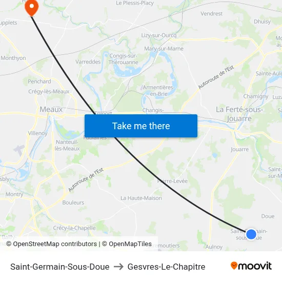 Saint-Germain-Sous-Doue to Gesvres-Le-Chapitre map