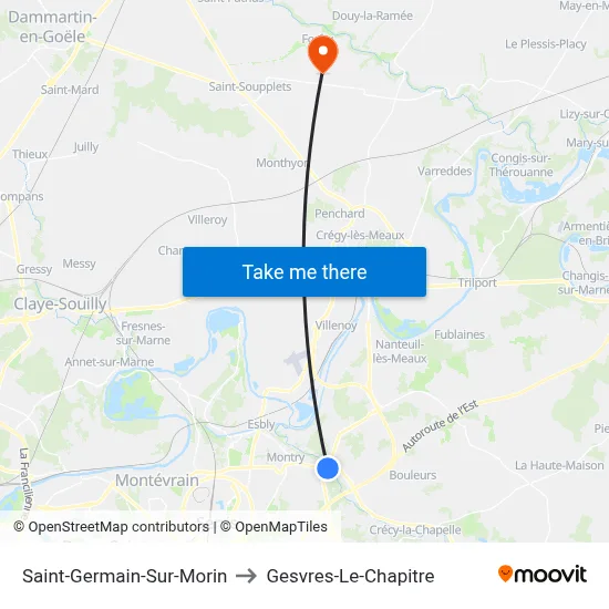 Saint-Germain-Sur-Morin to Gesvres-Le-Chapitre map