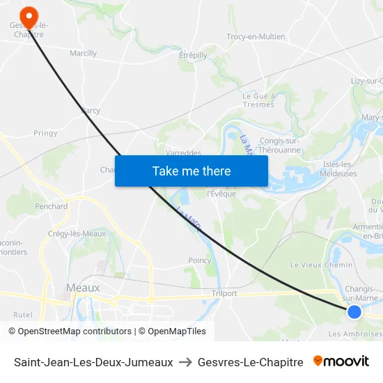 Saint-Jean-Les-Deux-Jumeaux to Gesvres-Le-Chapitre map