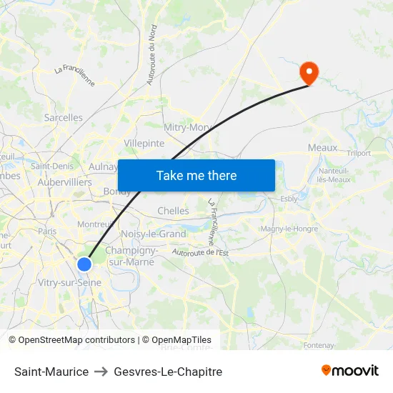 Saint-Maurice to Gesvres-Le-Chapitre map