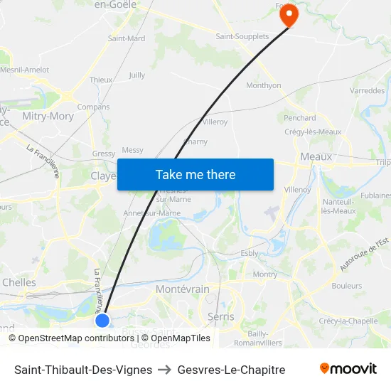 Saint-Thibault-Des-Vignes to Gesvres-Le-Chapitre map