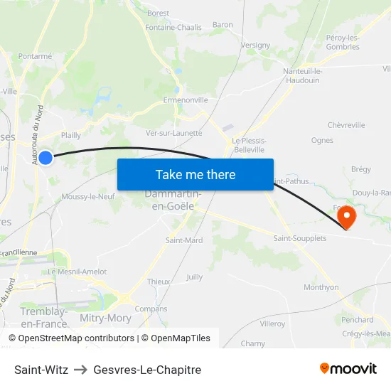 Saint-Witz to Gesvres-Le-Chapitre map