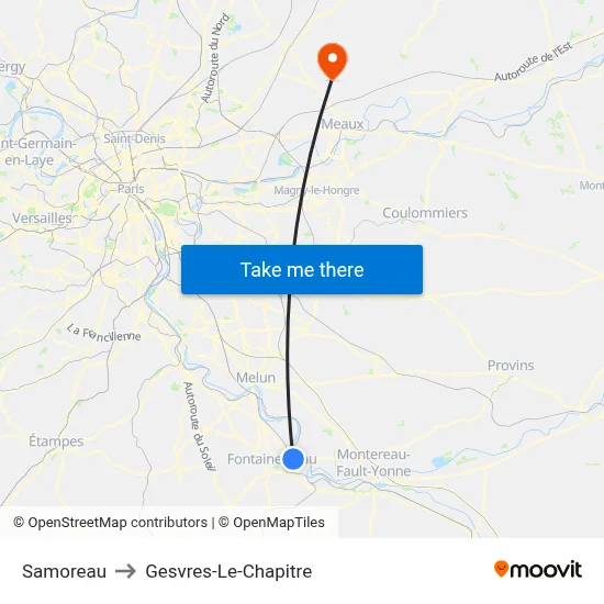 Samoreau to Gesvres-Le-Chapitre map