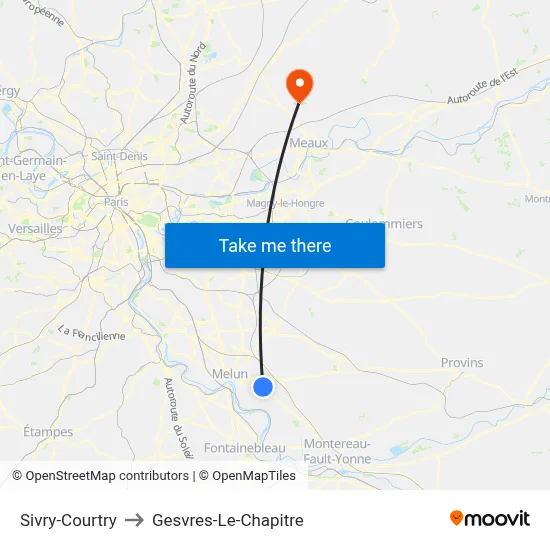 Sivry-Courtry to Gesvres-Le-Chapitre map