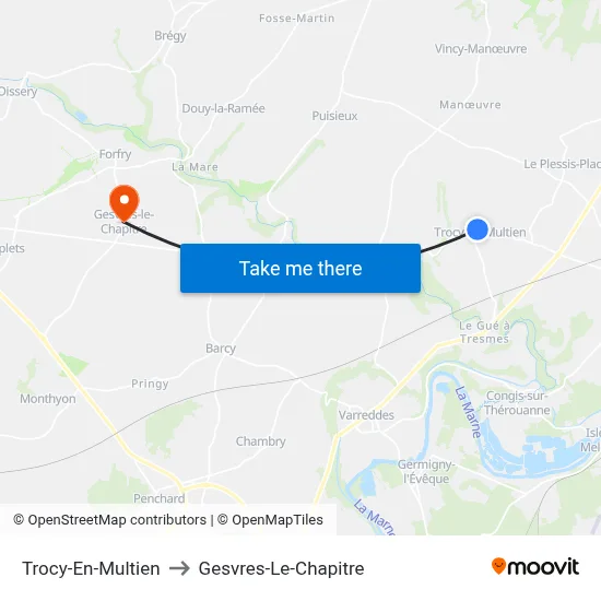 Trocy-En-Multien to Gesvres-Le-Chapitre map