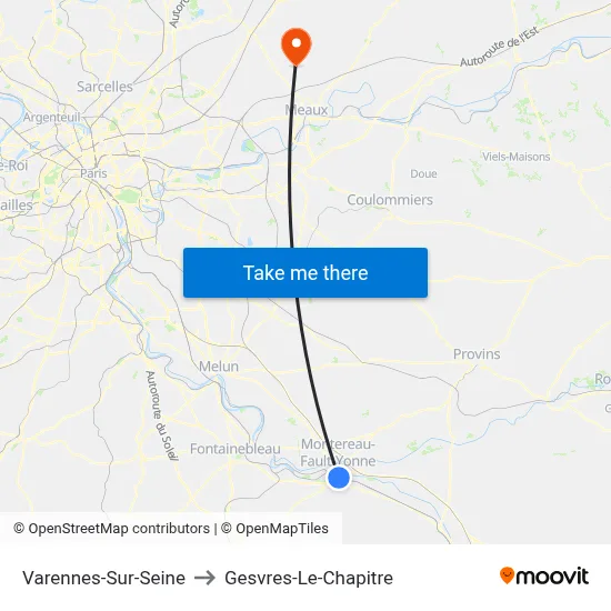 Varennes-Sur-Seine to Gesvres-Le-Chapitre map
