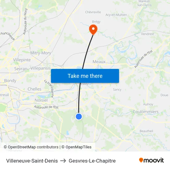 Villeneuve-Saint-Denis to Gesvres-Le-Chapitre map