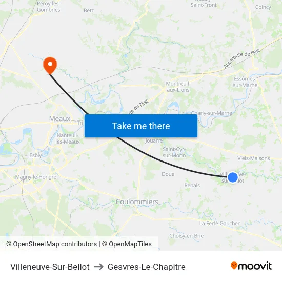 Villeneuve-Sur-Bellot to Gesvres-Le-Chapitre map