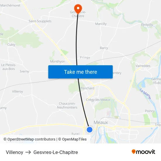 Villenoy to Gesvres-Le-Chapitre map