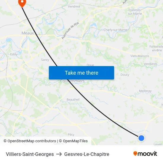 Villiers-Saint-Georges to Gesvres-Le-Chapitre map