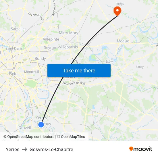 Yerres to Gesvres-Le-Chapitre map