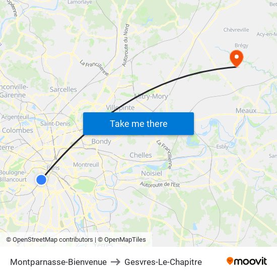 Montparnasse-Bienvenue to Gesvres-Le-Chapitre map