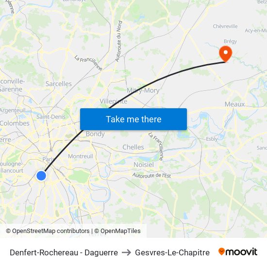 Denfert-Rochereau - Daguerre to Gesvres-Le-Chapitre map