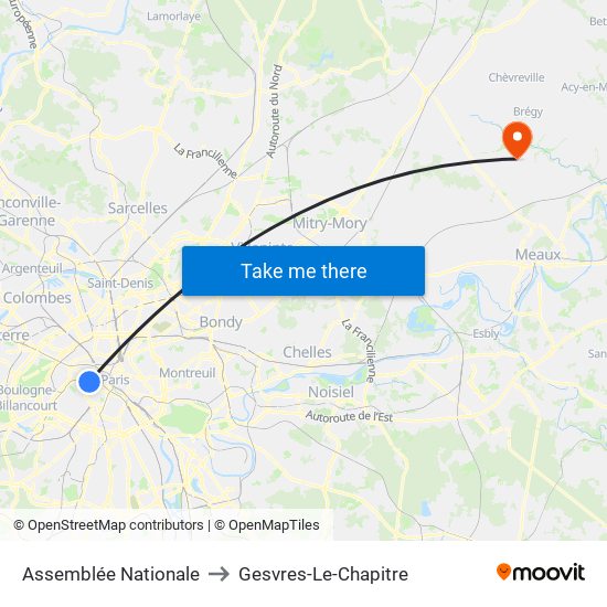 Assemblée Nationale to Gesvres-Le-Chapitre map