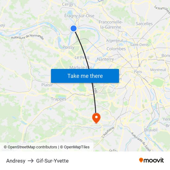 Andresy to Gif-Sur-Yvette map