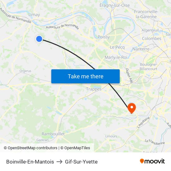 Boinville-En-Mantois to Gif-Sur-Yvette map