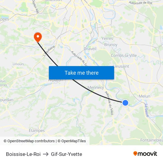 Boissise-Le-Roi to Gif-Sur-Yvette map