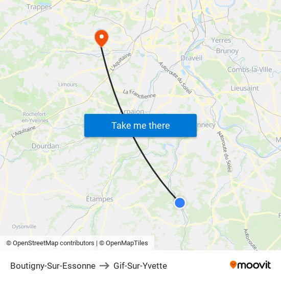 Boutigny-Sur-Essonne to Gif-Sur-Yvette map