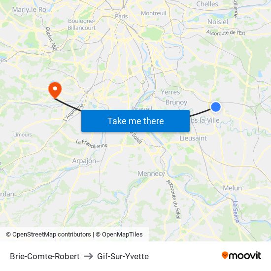 Brie-Comte-Robert to Gif-Sur-Yvette map
