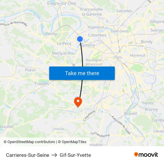 Carrieres-Sur-Seine to Gif-Sur-Yvette map