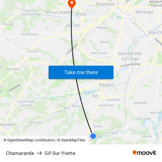 Chamarande to Gif-Sur-Yvette map