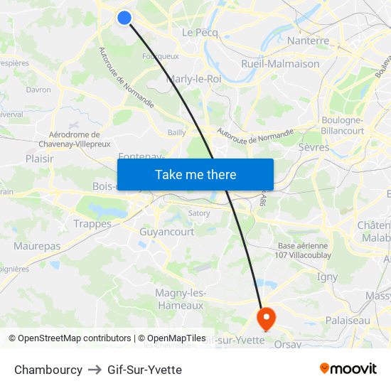 Chambourcy to Gif-Sur-Yvette map
