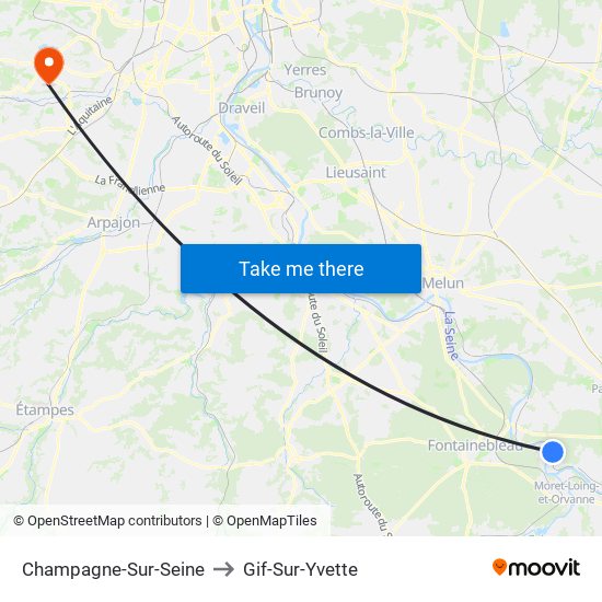 Champagne-Sur-Seine to Gif-Sur-Yvette map