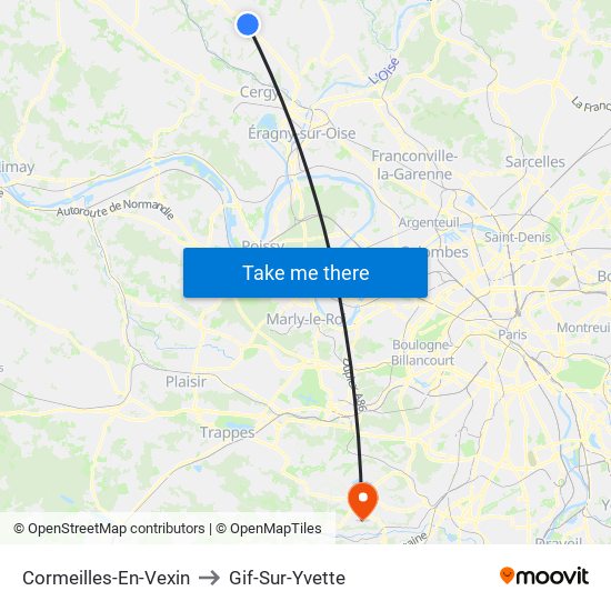 Cormeilles-En-Vexin to Gif-Sur-Yvette map
