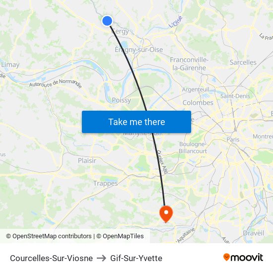 Courcelles-Sur-Viosne to Gif-Sur-Yvette map