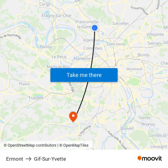Ermont to Gif-Sur-Yvette map