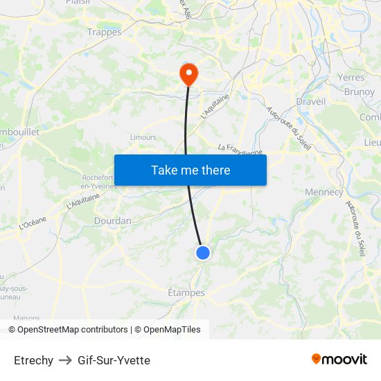 Etrechy to Gif-Sur-Yvette map