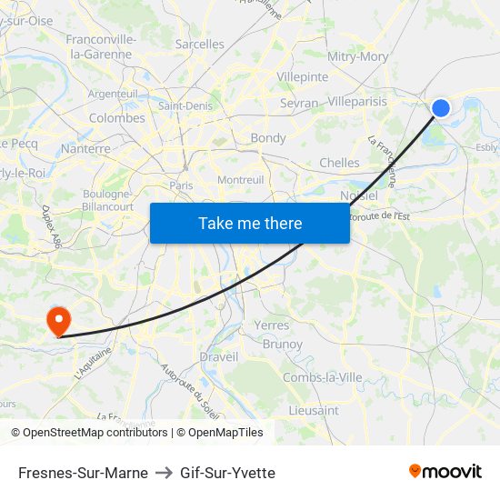 Fresnes-Sur-Marne to Gif-Sur-Yvette map